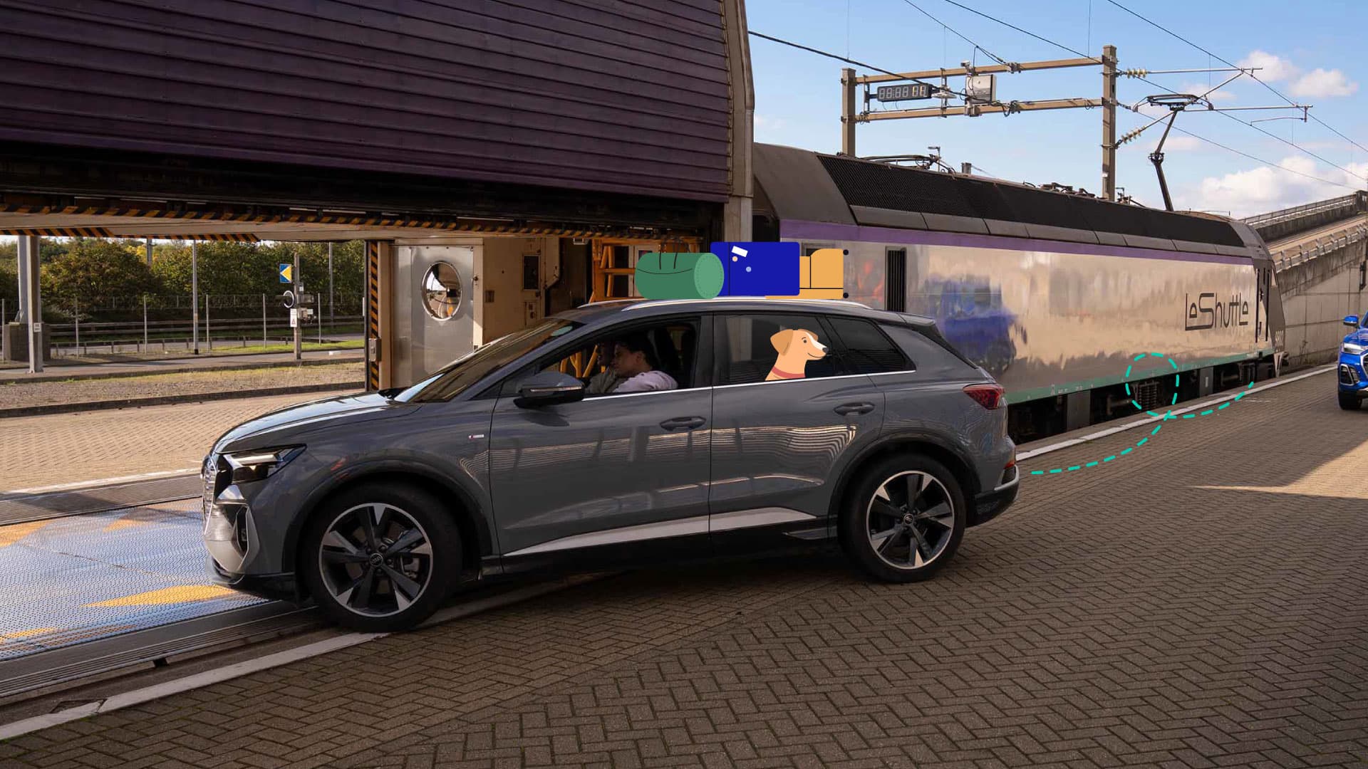 Ein Auto vor dem Terminal in Folkestone.
